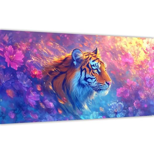 Malen nach Zahlen Tiger, Malen nach Zahlen Erwachsene Blume 50x100cm Paint by Numbers Handgemalt Ölgemälde Leinwand Set, 3 Pinsel und Acrylfarbe, Wanddeko Frauen Kreativ Geschenk (Ohne Rahmen) Y#A18 von Wucuuxen
