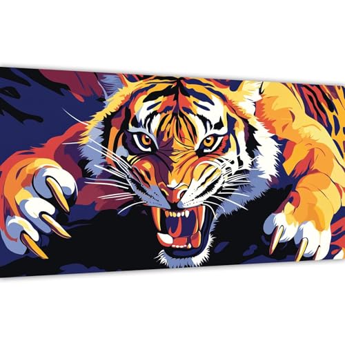 Malen nach Zahlen Tiger，Malen nach Zahlen Erwachsene Karikatur 80x160cm Paint by Numbers Handgemalt Ölgemälde Leinwand Set，3 Pinsel und Acrylfarbe，Wanddeko Frauen Kreativ Geschenk (Ohne Rahmen) Y#A38 von Wucuuxen