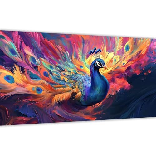 Malen nach Zahlen Traum, Malen nach Zahlen Erwachsene Pfau 80x160cm Paint by Numbers Handgemalt Ölgemälde Leinwand Set, 3 Pinsel und Acrylfarbe, Wanddeko Frauen Kreativ Geschenk (Ohne Rahmen) Y#A64 von Wucuuxen