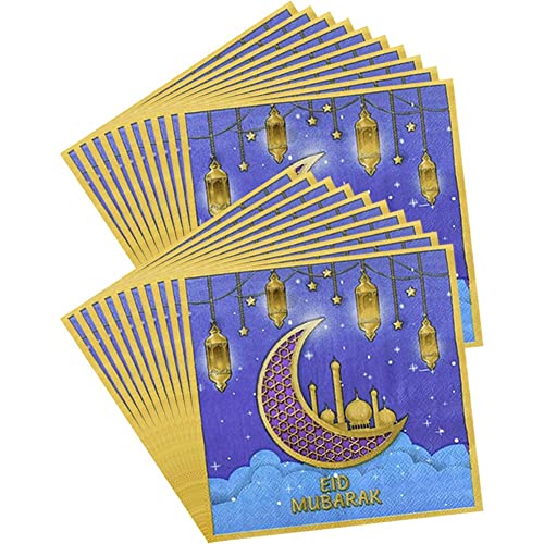 20pcs Eid Mubarak Serviette Ramadan Dekorative Papier Servietten Ramadan Theme Servietten Eid -fitr Partyzubehör von Wudaizhi