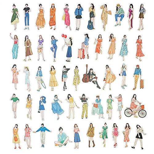 Wudaizhi 102pcs Scrapbook Sticker Cartoon Hand Lacked Girls Sticker DIY Dekorative Aufkleber Für Laptop -umhüllung Journaling von Wudaizhi