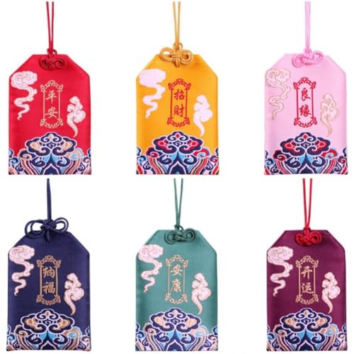 Wudaizhi 4 Stück Japanische Omamori-amulette, Glücksbringer, Segen, Glückssäckchen Zum Aufhängen, Anhänger, Glücksbeutelsäckchen Für Segen, Gesundheit, Glück, Reichtum, Erfolg von Wudaizhi
