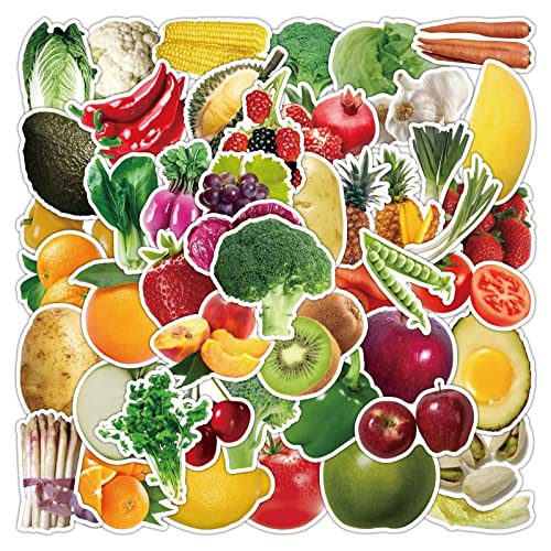 Niedliche Frische Früchte Gemüse Aufkleber 50pcs Cartoon Obst Vinyl Abziehbilder Pvc Wasserdichte Lernaufkleber Für Jungen Mädchen von Wudaizhi