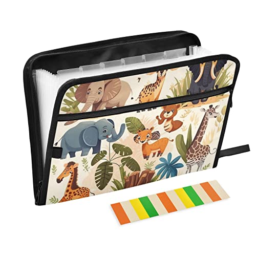 Afrikanische Tiere im Dschungel, Fächermappe mit 13 Fächern, A4, Papier, Dokumenten-Organizer, Ordner mit Reißverschluss, für Büro, Lehrer, Studenten, Bibliothek, Krankenschwester, Geschenke Afrikanische Tiere im Dschungel, Fächermappe mit 13 Fächern, A4, Papier, Dokumenten-Organizer, Ordner mit Reißverschluss, für Büro, Lehrer, Studenten, Bibliothek, Krankenschwester, Geschenke von Wudan