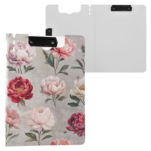 Art Peonies Silber-Klemmbrett mit zwei Metall-Clips, Stifthalter, Klemmbrett mit festem Einband, Klemmbrett, Binderfolio, Schreibwaren-Organizer, Zubehör Art Peonies Silber-Klemmbrett mit zwei Metall-Clips, Stifthalter, Klemmbrett mit festem Einband, Klemmbrett, Binderfolio, Schreibwaren-Organizer, Zubehör von Wudan