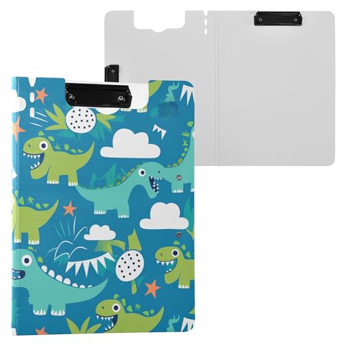 Blaues Dino-Klemmbrett mit zwei Metall-Clips, Stifthalter, Klemmbrett mit Abdeckung, Klemmbrett, Binderfolio, Büro-Organizer Blaues Dino-Klemmbrett mit zwei Metall-Clips, Stifthalter, Klemmbrett mit Abdeckung, Klemmbrett, Binderfolio, Büro-Organizer von Wudan