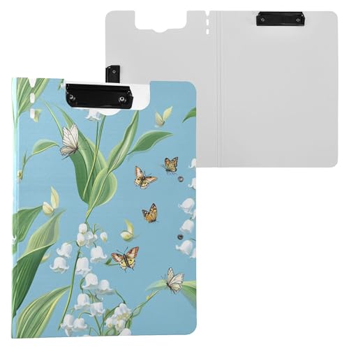 Chic Lilienblaues Klemmbrett, faltbar, zwei Metall-Clips, Stifthalter, Klemmbrett mit festem Einband, Folio-College-Studenten Chic Lilienblaues Klemmbrett, faltbar, zwei Metall-Clips, Stifthalter, Klemmbrett mit festem Einband, Folio-College-Studenten von Wudan