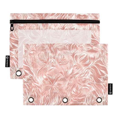 Chic Lion Federmäppchen mit 3 Ringen und Reißverschluss, 2 Stück, aus Kunststoff, Make-up-Tasche, Aufbewahrungsbehälter Chic Lion Federmäppchen mit 3 Ringen und Reißverschluss, 2 Stück, aus Kunststoff, Make-up-Tasche, Aufbewahrungsbehälter von Wudan