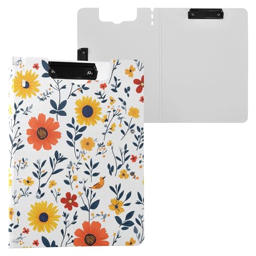 Clipboard mit Blumenmotiv, Sonnenblumen, Kornblumen, Vögel, weiß, Ordner-Klemmbrett mit Aufbewahrung, horizontal und vertikal, Doppel-Clip-Board mit festem Einband, Clipfolio Coaching Trade Quest Clipboard mit Blumenmotiv, Sonnenblumen, Kornblumen, Vögel, weiß, Ordner-Klemmbrett mit Aufbewahrung, horizontal und vertikal, Doppel-Clip-Board mit festem Einband, Clipfolio Coaching Trade Quest von Wudan