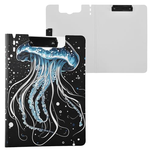 Clipfolio Klemmbrett mit Quallen, faltbar, zwei Metall-Clips, Stifthalter, Klemmbrett mit festem Einband, Zubehör für Lehrer Clipfolio Klemmbrett mit Quallen, faltbar, zwei Metall-Clips, Stifthalter, Klemmbrett mit festem Einband, Zubehör für Lehrer von Wudan