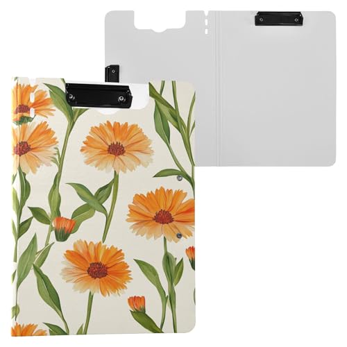Clipfolio Klemmbrett mit Ringelblumen, faltbar, horizontal und vertikal, Doppel-Clip-Board mit Abdeckung, Weiß Clipfolio Klemmbrett mit Ringelblumen, faltbar, horizontal und vertikal, Doppel-Clip-Board mit Abdeckung, Weiß von Wudan