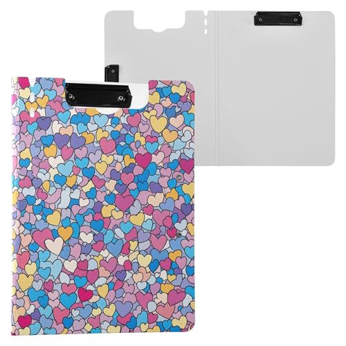 Clipfolio Klemmbrett mit niedlichem Cartoon-Herzen, faltbar, Doppel-Clips, Stifthalter, Klemmbrett mit Abdeckung, Clipfolio Schreibwarenzubehör Clipfolio Klemmbrett mit niedlichem Cartoon-Herzen, faltbar, Doppel-Clips, Stifthalter, Klemmbrett mit Abdeckung, Clipfolio Schreibwarenzubehör von Wudan