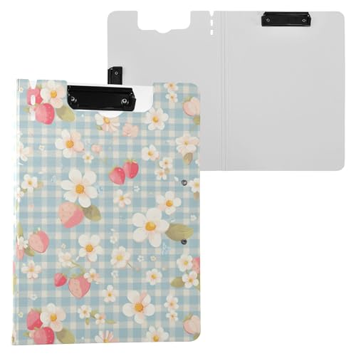 Clipolio Klemmbrett mit Mappe, niedliches Erdbeer-Schottenkaro, Blau, zwei Metall-Clips, Stifthalter, Klemmbrett mit Abdeckung, Klemmbrett, Clipfolio Laborzubehör Clipolio Klemmbrett mit Mappe, niedliches Erdbeer-Schottenkaro, Blau, zwei Metall-Clips, Stifthalter, Klemmbrett mit Abdeckung, Klemmbrett, Clipfolio Laborzubehör von Wudan