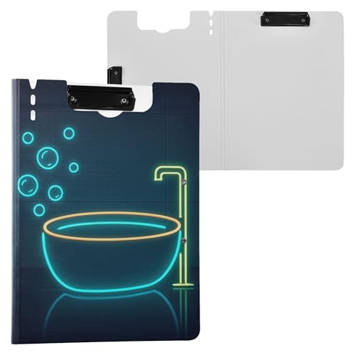 Clipolio Neon-Badewannenschild, faltbare Klemmbretter, horizontale und vertikale Doppel-Clips, Klemmbrett mit Abdeckung, Klemmbrett, Schreibwaren-Organizer Clipolio Neon-Badewannenschild, faltbare Klemmbretter, horizontale und vertikale Doppel-Clips, Klemmbrett mit Abdeckung, Klemmbrett, Schreibwaren-Organizer von Wudan