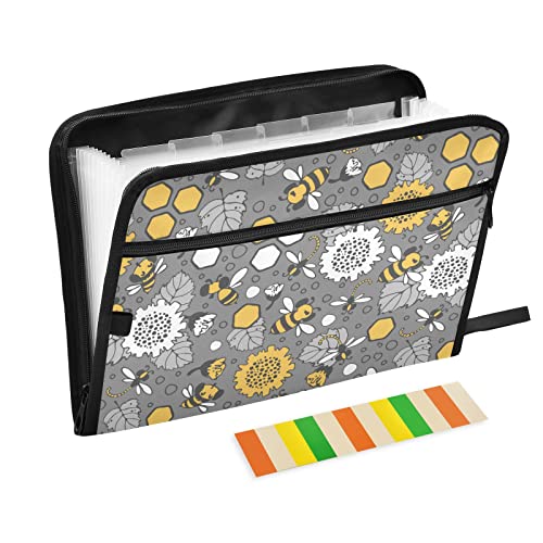 Fächermappe mit Blumenmuster, Bienen, Libellen, grau, 13 Fächer, A4, Papier, Dokumenten-Organizer, Ordner mit Reißverschluss, für Büro, Schule, Lehrer, Studenten, Krankenschwestern, Geschenke Fächermappe mit Blumenmuster, Bienen, Libellen, grau, 13 Fächer, A4, Papier, Dokumenten-Organizer, Ordner mit Reißverschluss, für Büro, Schule, Lehrer, Studenten, Krankenschwestern, Geschenke von Wudan