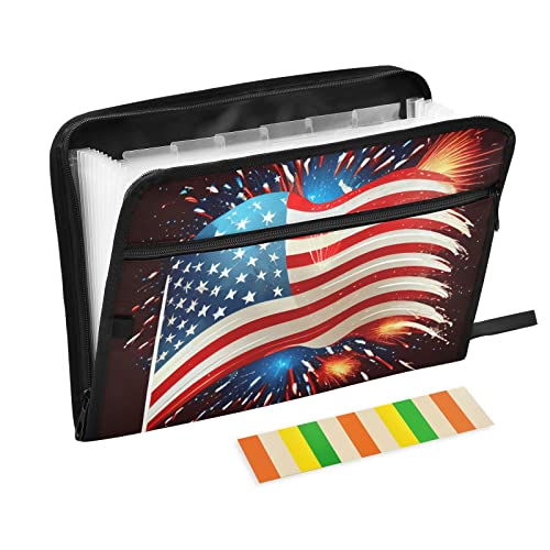 Fächermappe mit USA-Flagge und Feuerwerk, schwarz, 13 Fächer, A4-Papier, Dokumenten-Organizer, Ordner mit Reißverschluss, für Büro, Lehrer, Studenten, Bibliothek, Krankenschwester, Geschenke Fächermappe mit USA-Flagge und Feuerwerk, schwarz, 13 Fächer, A4-Papier, Dokumenten-Organizer, Ordner mit Reißverschluss, für Büro, Lehrer, Studenten, Bibliothek, Krankenschwester, Geschenke von Wudan