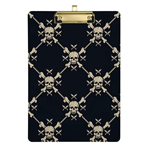 Golden Pirat Skulls Schwarz Acryl Klemmbrett A4 12,5 x 9 Zoll mit Clip PVC Klemmbretter für Frauen Mädchen Büro Aktenordner Ärzte Outdoor Skizzieren Golden Pirat Skulls Schwarz Acryl Klemmbrett A4 12,5 x 9 Zoll mit Clip PVC Klemmbretter für Frauen Mädchen Büro Aktenordner Ärzte Outdoor Skizzieren von Wudan