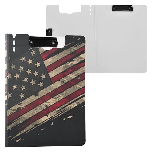 Gritty Clipboard mit amerikanischer Flagge, Vintage-Stil, horizontal und vertikal, Doppel-Clip-Board mit Abdeckung, Clipfolio Dokumentenaufbewahrung Gritty Clipboard mit amerikanischer Flagge, Vintage-Stil, horizontal und vertikal, Doppel-Clip-Board mit Abdeckung, Clipfolio Dokumentenaufbewahrung von Wudan