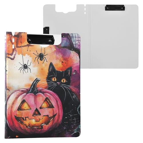 Halloween Pink Jack-o-Lantern Kürbis Katze Faltbare Klemmbretter horizontal und vertikal Doppel-Clips Klemmbrett mit festem Einband Klemmbrett Binder Arztbedarf Halloween Pink Jack-o-Lantern Kürbis Katze Faltbare Klemmbretter horizontal und vertikal Doppel-Clips Klemmbrett mit festem Einband Klemmbrett Binder Arztbedarf von Wudan