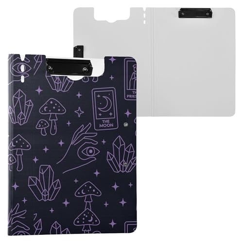 Hexensymbole Pilze lila Klemmbrett Faltbare Doppelklammern Stifthalter Klemmbrett mit festem Einband Klemmbrett Folio Binder Schreibwaren Zubehör Hexensymbole Pilze lila Klemmbrett Faltbare Doppelklammern Stifthalter Klemmbrett mit festem Einband Klemmbrett Folio Binder Schreibwaren Zubehör von Wudan