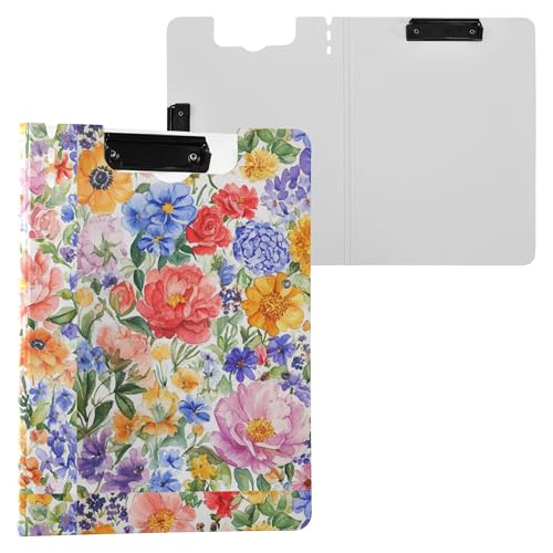 Klemmbrett mit Blumen, Pfingstrosen, Geranie, Rose, Klemmbrett mit Aufbewahrung, zwei Metall-Clips, Stifthalter, Klemmbrett mit festem Einband, Klemmbrett, Folio-Dokumentenaufbewahrung Klemmbrett mit Blumen, Pfingstrosen, Geranie, Rose, Klemmbrett mit Aufbewahrung, zwei Metall-Clips, Stifthalter, Klemmbrett mit festem Einband, Klemmbrett, Folio-Dokumentenaufbewahrung von Wudan