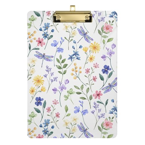 Klemmbrett mit Blumenmuster, Aquarell-Blumen, Rosa, Blau, Still-Edition, A4, 31,8 x 22,9 cm, langes Klemmbrett, Metall-Klemmbrett-Clips mit niedrigem Profil-Clip für Fußball, Volleyball-Trainer Klemmbrett mit Blumenmuster, Aquarell-Blumen, Rosa, Blau, Still-Edition, A4, 31,8 x 22,9 cm, langes Klemmbrett, Metall-Klemmbrett-Clips mit niedrigem Profil-Clip für Fußball, Volleyball-Trainer von Wudan