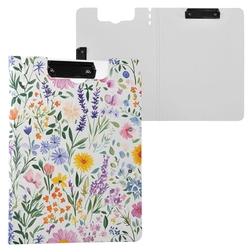 Klemmbrett mit Frühlingsblumen, Dahlie, Lavendel, Weiß, faltbar, zwei Metall-Clips, Stifthalter, Klemmbrett mit festem Einband, Clipfolio für Zuhause, Reisen, Karten, Aufbewahrungsbehälter Klemmbrett mit Frühlingsblumen, Dahlie, Lavendel, Weiß, faltbar, zwei Metall-Clips, Stifthalter, Klemmbrett mit festem Einband, Clipfolio für Zuhause, Reisen, Karten, Aufbewahrungsbehälter von Wudan