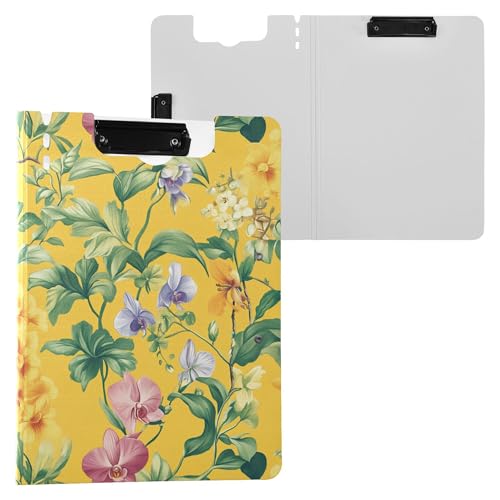 Klemmbrett mit Frühlingsblumen, Orchidee, Stiefmütterchen, Oberonia, Gelb, Klemmbrett mit Aufbewahrung, Doppelclips, Stifthalter, Klemmbrett mit Abdeckung, Klemmbrett, Clipfolio Büro, Meeting Klemmbrett mit Frühlingsblumen, Orchidee, Stiefmütterchen, Oberonia, Gelb, Klemmbrett mit Aufbewahrung, Doppelclips, Stifthalter, Klemmbrett mit Abdeckung, Klemmbrett, Clipfolio Büro, Meeting von Wudan