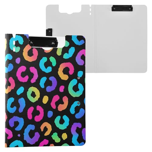 Klemmbrett mit Leopardenmuster, mit Ordner, doppelte Metallclips, Stifthalter, Klemmbrett mit festem Einband, Bürobedarf Klemmbrett mit Leopardenmuster, mit Ordner, doppelte Metallclips, Stifthalter, Klemmbrett mit festem Einband, Bürobedarf von Wudan