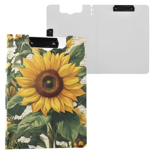 Klemmbrett mit Sonnenblumen mit gelben Blütenblättern, zwei Metallclips, Stifthalter, Klemmbrett mit Abdeckung, Klemmbrett, Folio-Ordner, Coaching Trade Quest Klemmbrett mit Sonnenblumen mit gelben Blütenblättern, zwei Metallclips, Stifthalter, Klemmbrett mit Abdeckung, Klemmbrett, Folio-Ordner, Coaching Trade Quest von Wudan