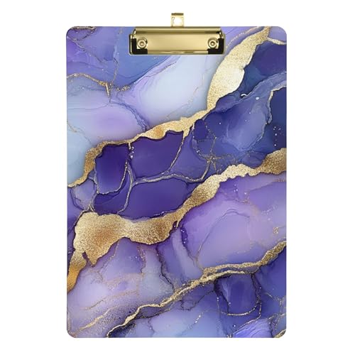 Klemmbrettmappe, A4, 31,8 x 22,9 cm, Kunststoff-Klemmbrett mit flachem Profil-Clip für Softball-Trainer, silberfarben / Violett von Wudan