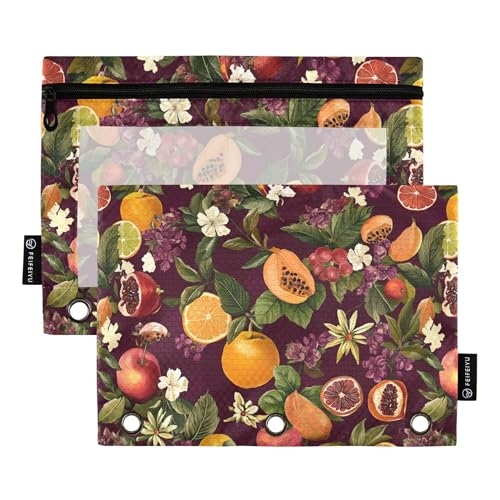 Lustige Kumquat Federmäppchen mit 3 Ringen und Reißverschluss, 2 Stück, wasserdichte Aufbewahrungstasche, Bürobedarf Lustige Kumquat Federmäppchen mit 3 Ringen und Reißverschluss, 2 Stück, wasserdichte Aufbewahrungstasche, Bürobedarf von Wudan