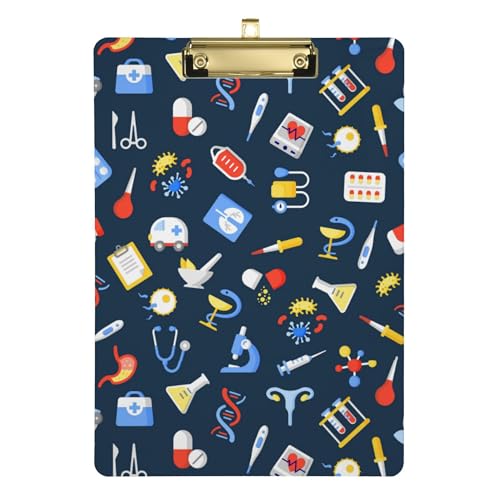 Medizin-Symbole, Cartoon-Clipboard, A4, Größe 31,8 x 22,9 cm, Klemmbrett-Clip mit flachem Profil-Clip für Coaching, Elementar, Blau Medizin-Symbole, Cartoon-Clipboard, A4, Größe 31,8 x 22,9 cm, Klemmbrett-Clip mit flachem Profil-Clip für Coaching, Elementar, Blau von Wudan