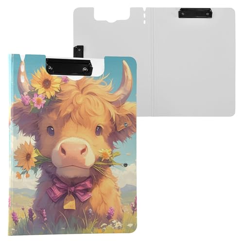 Niedliche Hochlandkuh mit Sonnenblumen, Klemmbrett, Ordner, doppelte Metall-Clips, Stifthalter, Klemmbrett mit festem Einband, Klemmbrett, Binderfolio, Schreibwarenzubehör Niedliche Hochlandkuh mit Sonnenblumen, Klemmbrett, Ordner, doppelte Metall-Clips, Stifthalter, Klemmbrett mit festem Einband, Klemmbrett, Binderfolio, Schreibwarenzubehör von Wudan