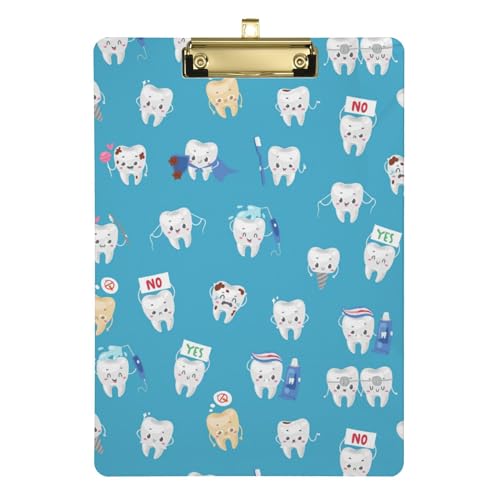 Niedliches Klemmbrett für gesunde Zähne, Zahngesundheitspflege, Cartoon, A4, 31,8 x 22,9 cm, Klemmbrett mit niedrigem Profil-Clip für Softball-LKW-Fahrer von Wudan