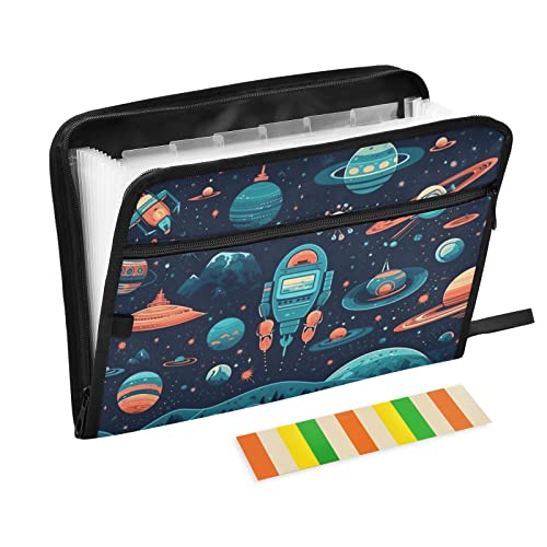 Planet Space Future Amerikanischer Retro-Fächermappe mit 13 Fächern, A4-Papier, Dokumenten-Organizer, Ordner mit Reißverschluss, für Büro, Lehrer, Studenten, Bibliothek, Krankenschwester, Geschenke Planet Space Future Amerikanischer Retro-Fächermappe mit 13 Fächern, A4-Papier, Dokumenten-Organizer, Ordner mit Reißverschluss, für Büro, Lehrer, Studenten, Bibliothek, Krankenschwester, Geschenke von Wudan
