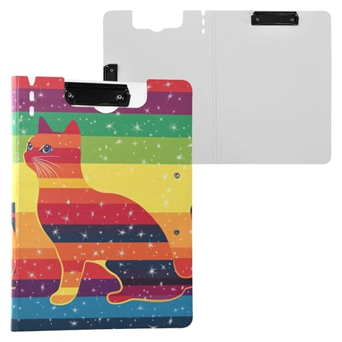 Pride Month Regenbogen-Katzen-Klemmbrett-Mappe, zwei Metall-Clips, Stifthalter, Klemmbrett mit Abdeckung, Klemmbrett, Folio-Ordner, Arztbedarf Pride Month Regenbogen-Katzen-Klemmbrett-Mappe, zwei Metall-Clips, Stifthalter, Klemmbrett mit Abdeckung, Klemmbrett, Folio-Ordner, Arztbedarf von Wudan