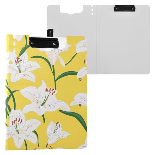 Safari Lilien-Klemmbrett-Mappe, zwei Metall-Clips, Stifthalter, Klemmbrett mit Abdeckung, Klemmbrett, Clipfolio Büropapiere von Wudan