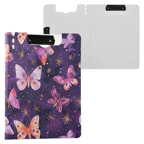 Schmetterlinge und Sterne auf violettem Klemmbrett mit Mappe, zwei Metallklammern, Stifthalter, Klemmbrett mit festem Einband, Klemmbrett, Ordner, medizinischer Bauunternehmer Schmetterlinge und Sterne auf violettem Klemmbrett mit Mappe, zwei Metallklammern, Stifthalter, Klemmbrett mit festem Einband, Klemmbrett, Ordner, medizinischer Bauunternehmer von Wudan