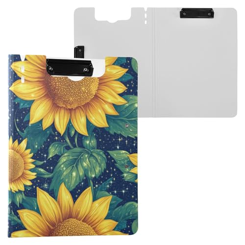 Schöne Sonnenblumen-Klemmbrett-Mappe, doppelte Metall-Clips, Stifthalter, Klemmbrett mit festem Einband, Klemmbrett, Folio-Ordner, Lehrerbedarf Schöne Sonnenblumen-Klemmbrett-Mappe, doppelte Metall-Clips, Stifthalter, Klemmbrett mit festem Einband, Klemmbrett, Folio-Ordner, Lehrerbedarf von Wudan