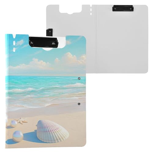 Schönes Strandmuster-Klemmbrett mit Ordner, horizontal und vertikal, Doppel-Clip-Board mit festem Einband, Klemmbrett, Padfolio, medizinischer Bauunternehmer Schönes Strandmuster-Klemmbrett mit Ordner, horizontal und vertikal, Doppel-Clip-Board mit festem Einband, Klemmbrett, Padfolio, medizinischer Bauunternehmer von Wudan