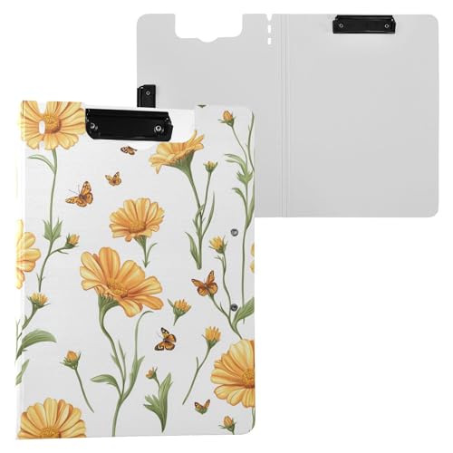 Sweet Calendula weiße Klemmbrett-Mappe, doppelte Metall-Clips, Stifthalter, Klemmbrett mit festem Einband, Klemmbrett, Padfolio, Outdoor-Skizzieren Sweet Calendula weiße Klemmbrett-Mappe, doppelte Metall-Clips, Stifthalter, Klemmbrett mit festem Einband, Klemmbrett, Padfolio, Outdoor-Skizzieren von Wudan
