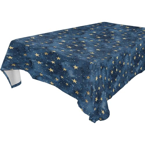Wudan Rechteckige Tischdecke, glitzernde Sterne auf marineblau, 132 x 183 cm, faltbare Tischabdeckung für Camping, Esszimmer, Tischdekoration Wudan Rechteckige Tischdecke, glitzernde Sterne auf marineblau, 132 x 183 cm, faltbare Tischabdeckung für Camping, Esszimmer, Tischdekoration von Wudan