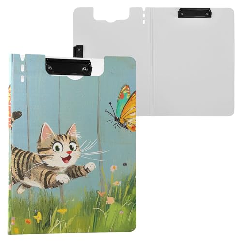Zusammenklappbares Klemmbrett für Katzen mit buntem Schmetterling, horizontale und vertikale Doppel-Clips, Klemmbrett mit festem Einband, Klemmbrett, Ordner, Laborzubehör Zusammenklappbares Klemmbrett für Katzen mit buntem Schmetterling, horizontale und vertikale Doppel-Clips, Klemmbrett mit festem Einband, Klemmbrett, Ordner, Laborzubehör von Wudan