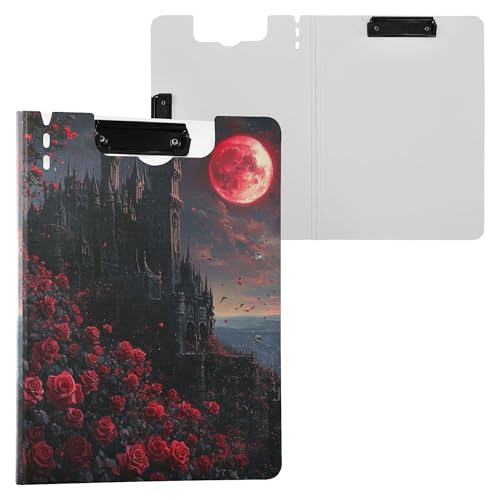 Zusammenklappbares Klemmbrett im Gothic-Stil, Vampirschloss, Mond, horizontale und vertikale Doppel-Clips, Klemmbrett mit festem Einband, Klemmbrett, Binderfolio, Schreibwarenzubehör Zusammenklappbares Klemmbrett im Gothic-Stil, Vampirschloss, Mond, horizontale und vertikale Doppel-Clips, Klemmbrett mit festem Einband, Klemmbrett, Binderfolio, Schreibwarenzubehör von Wudan
