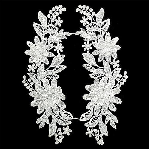 Wudida Ein Paar Stickerei Patches Applikation Patch Spitze Nähen Patch Blume Motiv für Hochzeit Kleid Kragen DIY Dekoration Weiß von Wudida