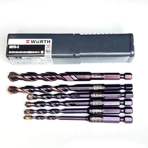 Würth Zebra MFD-S Universal Bohrer Satz 1/4 Zoll 6 Teile Mehrzweckbohrer PGM zertifiziert 0641260002 Wandbohrer Steinbohrer Metallbohrer von Würth