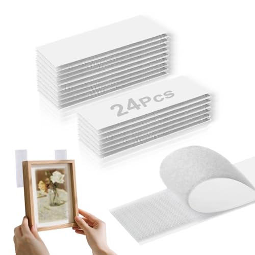 WUGAUWOR 24Pcs Weiß Klettband Selbstklebend, 3cm x 10cm Doppelseitiges Klebeband Extra Stark, Klettverschluss Selbstklebend, Wiederverwendbares Klett Klebeband für Haus, Büro und Auto von Wugauwor