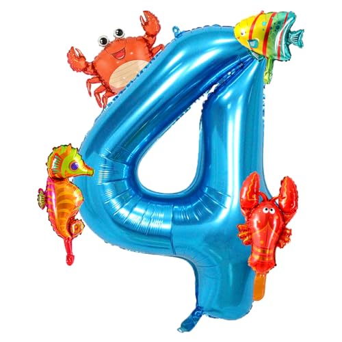 Wuhetyo 101.6 cm Blau Zahl 4 Ballon, 4 Ozeanballons Unter dem Meer Fisch Luftballons Meerestier Folienballons für Jungen Mädchen Meer Thema Geburtstag Babyparty Party Dekoration Wuhetyo 101.6 cm Blau Zahl 4 Ballon, 4 Ozeanballons Unter dem Meer Fisch Luftballons Meerestier Folienballons für Jungen Mädchen Meer Thema Geburtstag Babyparty Party Dekoration von Wuhetyo