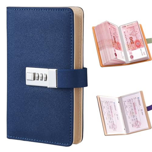 Wuhonghao Budget Planner Deutsch,Sparbuch für Geld mit Schloss,A6 Budgetplaner,﻿Passwort Geldsparmappe,Geld Sparen Mappe,100 Envelope Saving Challenge Buch,Cash Spar Planer Binder,Euro Sparmappe（Blau） von Wuhonghao